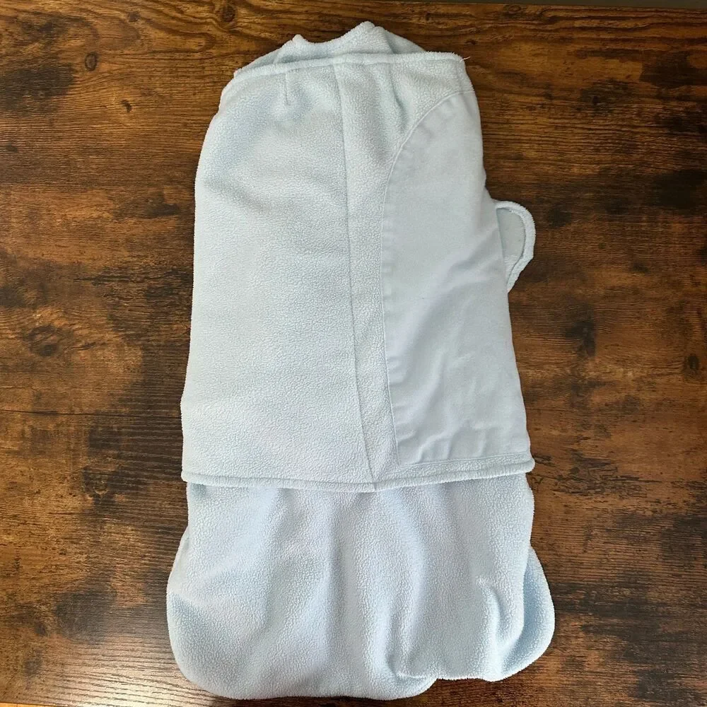 HALO SleepSack Swaddle Kids 0-3M Blue Microfleece 3-Way Adjustable Double Zipper